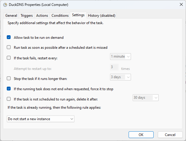 duckdns task properties